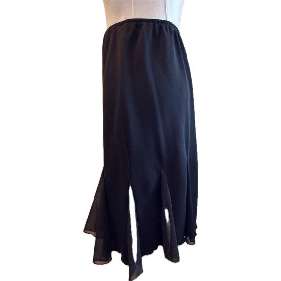Women's Slip-On Skirt with Pleats Sheer Scalloped Mermaid Look, Black, 6P - Picture 2 of 7